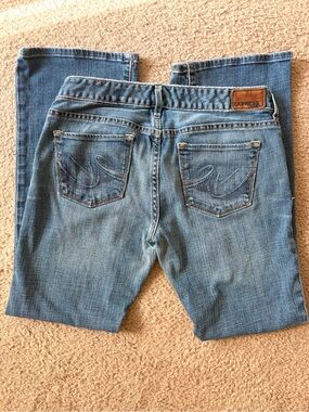 Y2K Vintage Low Rise Express Stella Boot Leg Cotton Jeans- Short (Petite)